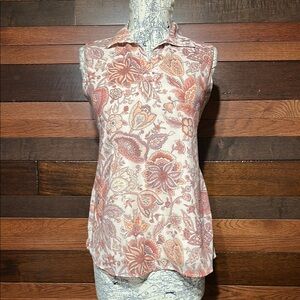 Baby And Me Floral Sleeveless Top - Pink and Cream